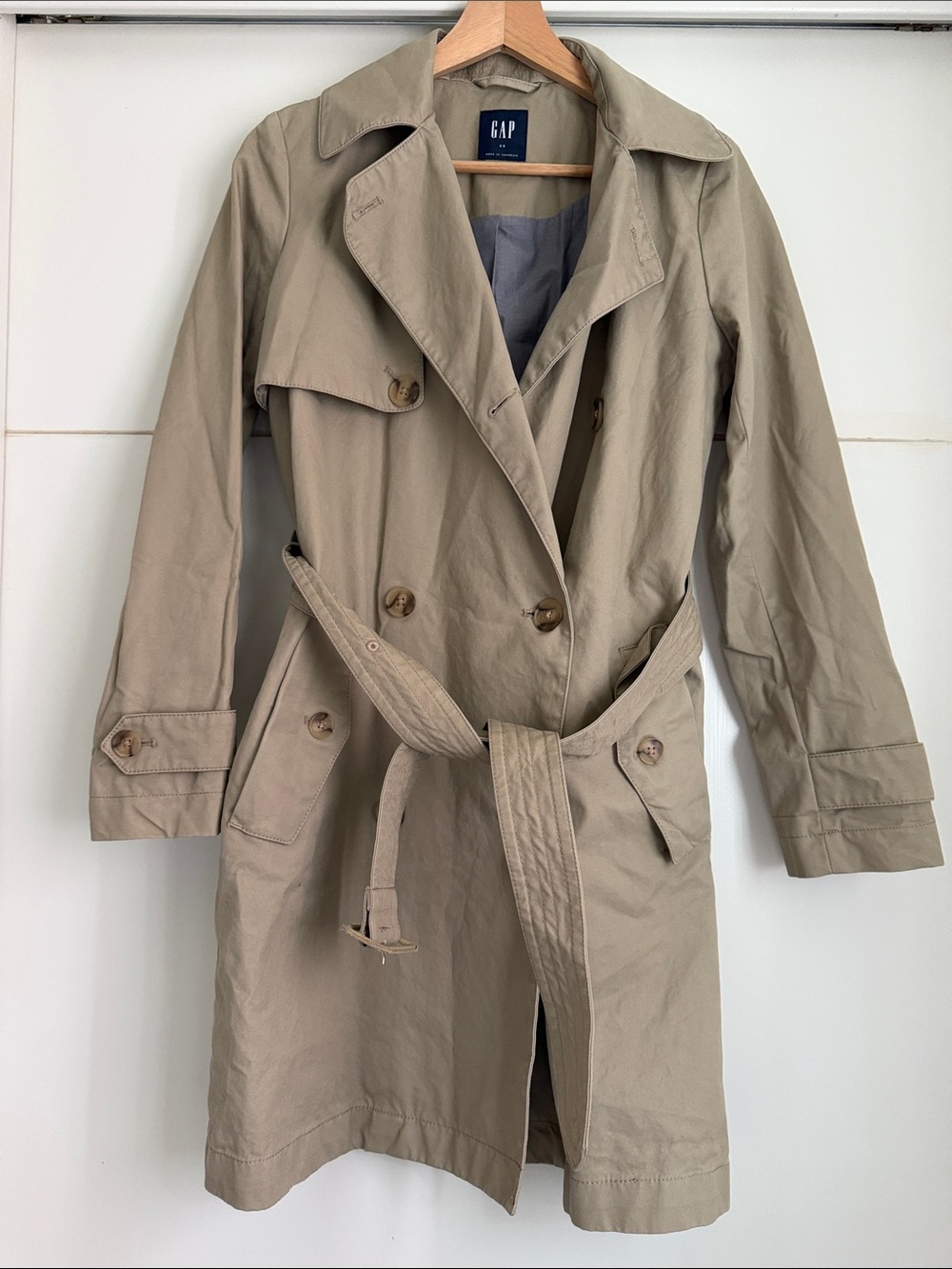 GAP Khaki Double-Breasted Trench Coat